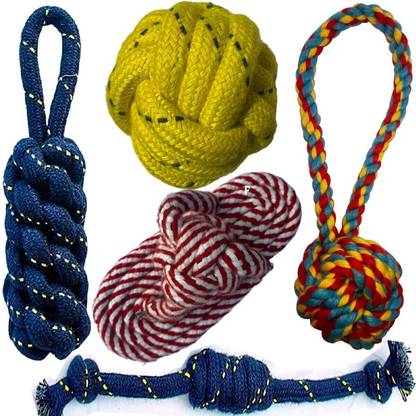 WAGGY TAILS Slipper | Ball | Knot| Handle Ball | Toffee Teeth Cleaning Cotton, Polyester Chew Toy, Ball, Training Aid For Dog