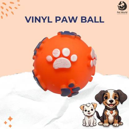 PET WORLD VINYL PAW BALL| Squeaky Ball Chew Toys for Puppies| Great for Fetching & Playing Plastic Ball For Dog