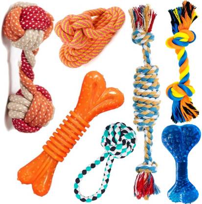 YOUHAVEDEAL Dog Chew Toys, 7 Pack Puppy Teething Chew Toys, Dog Toys for Aggressive Chewers, with Dog Rope Toys, Dog Chew Bone and Interactive Toys, for Medium, Small Dogs Gift Set (Color May Vary) Cotton Bone, Fetch Toy, Rubber Toy, Tug Toy, Tough Toy, Chew Toy For Dog