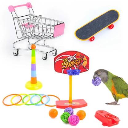 maycreate Pet Birds Toys Parrot Toy Chew Toy with Hanging Hammock Swing Bell,Chew Toy Plastic Training Aid For Bird