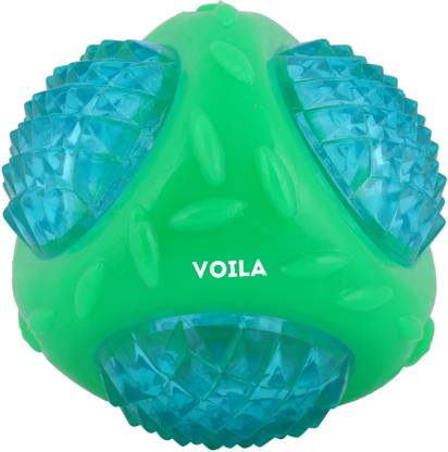 VOILA Chew Flashing Ball Toy for Dog (Green & Blue) Interactive & Safe Play Rubber Ball For Dog