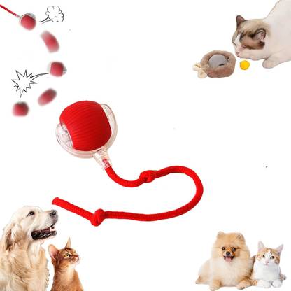chullbull pet products Rolling Cat Toy,Rolling Dog Toy,Smart Pet Ball Toy Automatic 360° Rolling Chase Plastic, Rubber Ball, Soft Toy, Training Aid, Chew Toy For Dog & Cat
