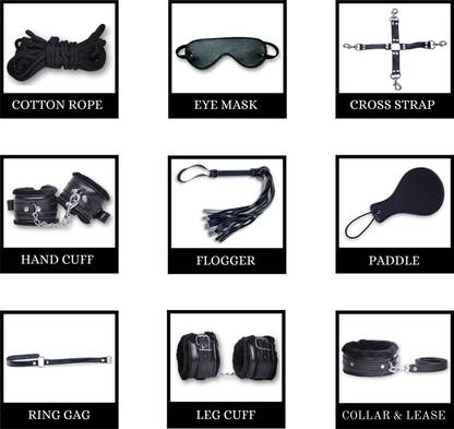 cinrada Handcuff Role Play kit (black) Activity Set for Spice up Their Honeymoon Leather Soft Toy For Dog