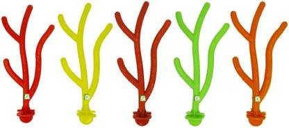 Mr Traders Bird Perch for Birds Cage Perches Stick with Branches(Pack of 5) Multicolor Plastic Perch For Bird