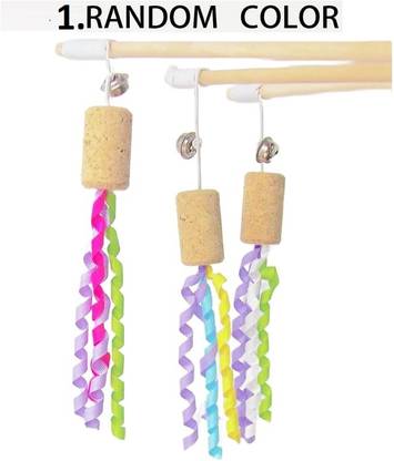 THE DDS STORE Cat Stick Cat Interactive Stick with Bells Feather Wand Wooden Training Aid, Stick For Dog & Cat