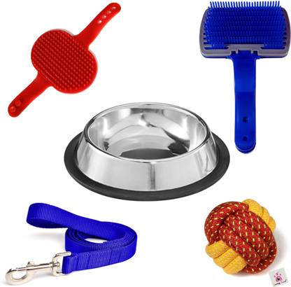 jazzyhood Ultimate Pet Parent Starter Kit: Grooming Essentials, Ball Toy, Bowl, and Leash Nylon Chew Toy, Fetch Toy, Rubber Toy, Squeaky Toy, Tug Toy, Training Aid For Dog & Cat