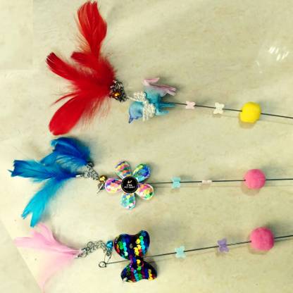 DogTrust Colorful teaser stick Random design cat toys Plastic Stick For Cat