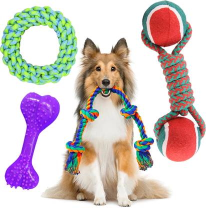 YOUHAVEDEAL XL Large Dog Toys for Aggressive Chewers Durable Dog Chew Toy, 4 Pack Cotton, Polyester Ball, Chew Toy For Dog