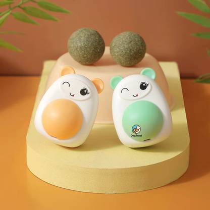 DogTrust Catnip Balls Toy for Edible Wall Ball Rotatable Catnip Roller Plastic Chew Toy For Cat