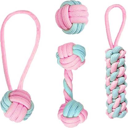 YOUHAVEDEAL Interactive Dog Chewing Rope Ball Toys Set 100% Natural Cotton Playing Teething Cotton Ball, Chew Toy, Soft Toy, Training Aid For Dog