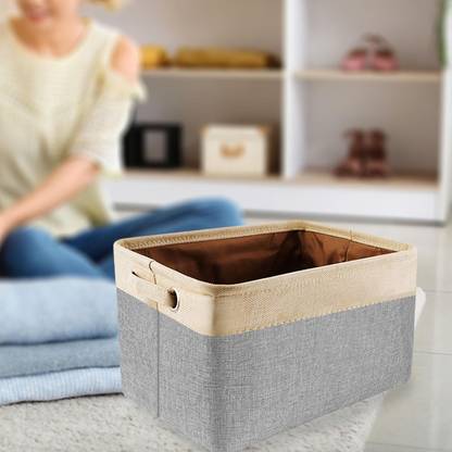 BNF Foldable Dogs Toy Basket Accessory Pet Toys Storage Bin For Leashes Grey Fiber Soft Toy For Dog
