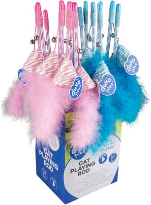 Duvoplus Cat Playing Rod - Catchy Paper Triangle Mix- Multi Colors Cotton, Wool Ball, Stick, Training Aid For Cat