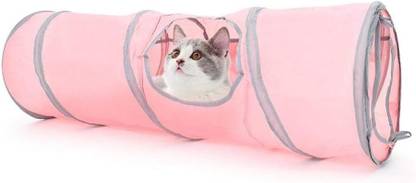 Emily Pets 2 Way Cat Tunnel Pet Play Tube - Collapsible Tunnel for Small Pet, Cat, Kitty Polyester Training Aid For Cat