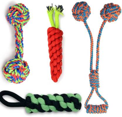 YOUHAVEDEAL Durable Rope Dog Toy Set – Interactive Teething Chew Toys for Small & Medium Pet Cotton Chew Toy, Tough Toy, Training Aid, Tug Toy, Fetch Toy For Dog
