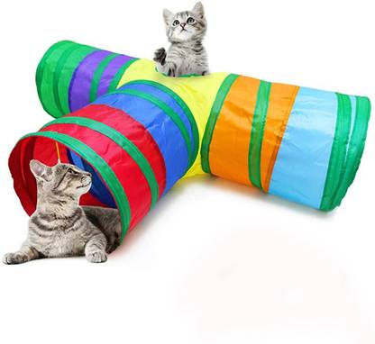 PATPAT 3 Way Rainbow Tunnel Cat Toys Pet Tube Collapsible Play Toy Kitten Toys Polyester Training Aid For Cat