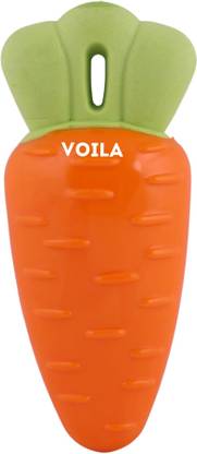VOILA VOILA Carrot-Shaped Dog Chew Toy (Orange & Green) Interactive & Safe Play Rubber Chew Toy For Dog