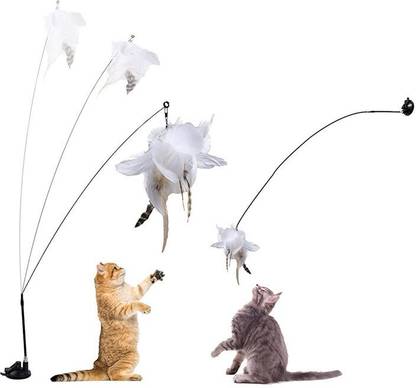 PATPAT Cat Teaser Rod Toy for Kittens Cat Toy Interactive for Indoor Cat Wand, Cat Toys Plastic Stick For Cat