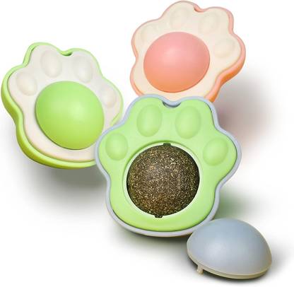 PSK PET MART Catnip Rotating Ball Edible Cat Toy Lick PP (Polypropylene) Fetch Toy, Chew Toy, Treat Dispensing Toy For Cat