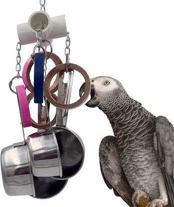 BNF Multicolored Parrots Pots And Bagel Toys Bite Toys String Toys African Greys Stainless Steel Soft Toy For Bird