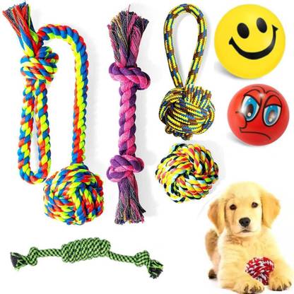 PETZLUV YOUHAVEDEAL Interactive Dog Toy Combo with Foam Balls, Rope Chew Toys for Pets Cotton Ball, Chew Toy, Fetch Toy, Training Aid, Tug Toy For Dog