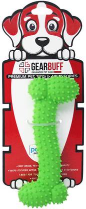 Gearbuff Spiky Curved Bone chew Toy, Green Rubber Bone For Dog