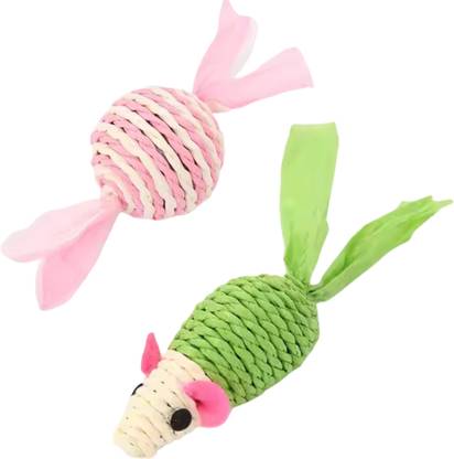 Pet Guard Sisal Rope Cat Toys – Mouse & Candy Shape Chew Toys for Cats Jute Fetch Toy, Training Aid For Cat
