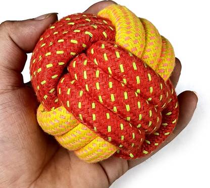jazzyhood EcoPaws 100% Cotton Dog Rope Ball - Sustainable | Washable| Biodegradable Cotton Ball, Chew Toy, Fetch Toy, Squeaky Toy, Training Aid For Dog