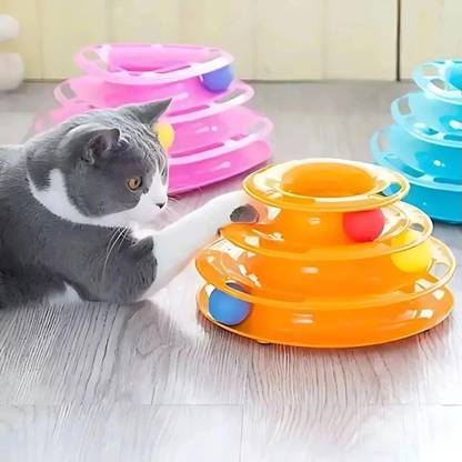 Petfun Cat Tower Of Track- Interactive Cat Ball Toy, Exerciser Game, Teaser Plastic Training Aid, Soft Toy For Cat