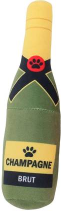 Lyla Large Champagne Bottle Pet Toy Squeaker Puppy Teasing Toy Pet Chew Plush Green Polyester Soft Toy For Dog & Cat