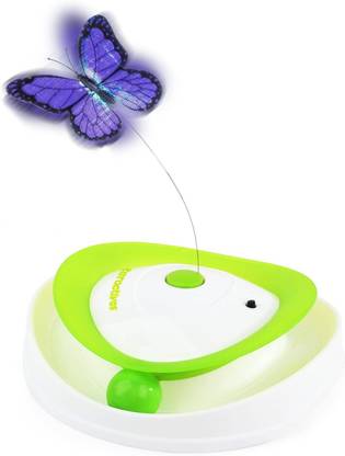 Pet Needs 2 in 1 Interactive Cat Roll Around Flutter Bug Toy Plastic Bone, Fetch Toy, Training Aid For Cat