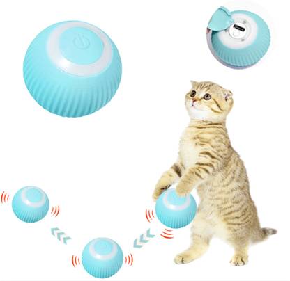 Qpets Smart LED 360° Rotating Cat Toy Ball Plastic, Silicone Ball For Cat
