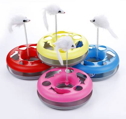 Pet Guard 1 pcs Random Color Cat Toy Mouse Ball Sturdy Base with a Plush Mouse Plastic Training Aid For Cat