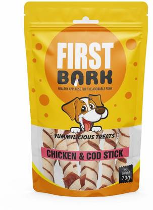 first bark Yummy Treats for Dogs, Fully Digestible CHICKEN COD-STICK 70g - Pack of 6 Chicken Dog Treat
