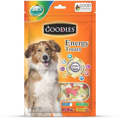 goodies Energy Treats Cut Bone Orignal, Lamb, Chlophyll & Chicken Liver Dog Treat-125 gm Chicken, Lamb Dog Treat