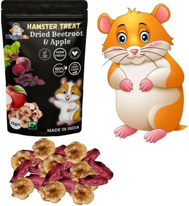 WiggleBoo Hamster Dried Beetroot- Apple Treat, Delicious, Nutritious, Healthy, Antioxidant Fruit, Vegetable Hamster Treat