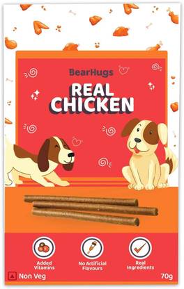 BearHugs Soft & Chewy Sticks Real Chicken Treat Perfect for Dogs (Pack of 1, 70 gm) Chicken Dog Treat