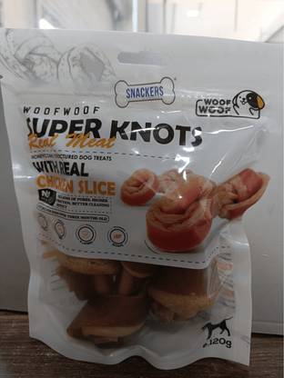 Snackers Woof Woof Super knots With Real Chicken Slice Chicken Dog Treat