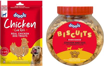 Drools Dogo Biscuits 400 gm with Real chicken Cod roll 70 gm Treat combo pack Chicken Dog Treat