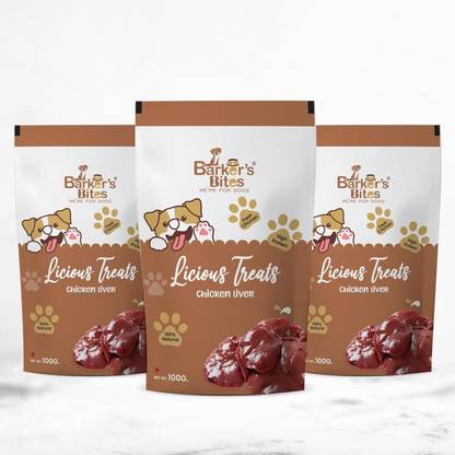 Barker's Bites 100% Natural Licious Treat Chicken Liver | Fresh Chicken | High Protein | Liver, Chicken Dog Treat