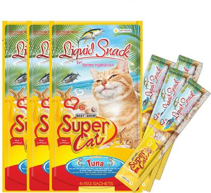 TUNAI SUPERCAT Liquid Snack Wet Cat Treat or Puree Cat Food for All Cats Tuna Cat Treat