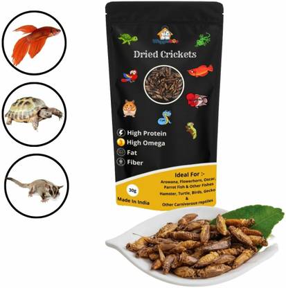 WiggleBoo Natural Protein Treat Dried Cricket for reptiles, Tropical fish, birds, Turtle Chicken Hamster Treat