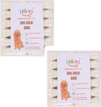 LICKERS Combo for Puppies and Dog Rawhide Long Lasting All Natural 3 Inch Chew Bone 12pc Dog Treat
