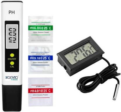 konvio neer Ph Meter,Temperature Meter,Buffer Powder with HighAccuracy ±1% 0-14pH Range Digital pH Meter