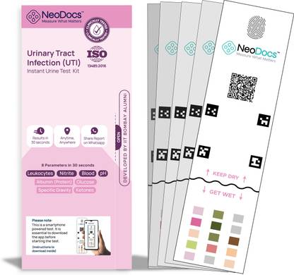 Neodocs Urinary Tract Infection Kit | Instant Urine Test | Pack of 5| Ph Test Strip