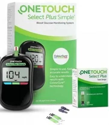 Newleaf OneTouch Select Plus Simple Glucometer With 10 strips Free Ph Test Strip