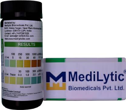 MEDILYTIC Urinary Strips 2P For Glucose & Protein (100 Test Strips) Ph Test Strip