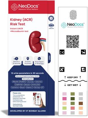 Neodocs Kidney Risk Test Kit | Instant Urine Test | Pack of 5| Track 13 Parameters | Ph Test Strip