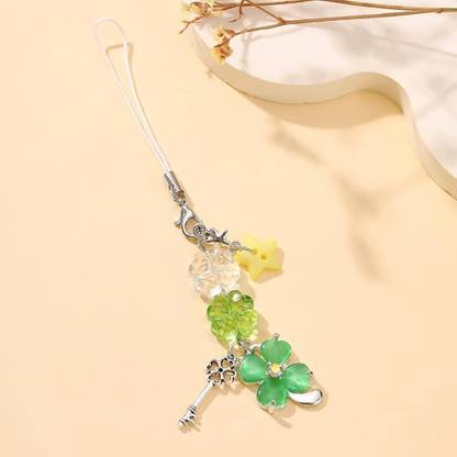 SNOWIE SOFT 2Pcs Cute Crystal Four Leaf Clover Charms for Girls Phone Bag Keychain Accessory Phone Charm