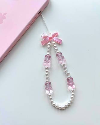 cavine Elegant Pastel Pink Phone Charms with Delicate Bowknot and Teddy Charm Phone Charm