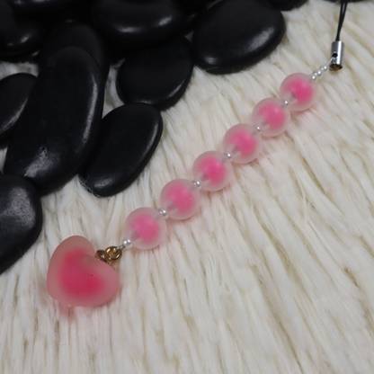 Threads & Beads mobile charm for dual colorful beads, colorful heart Phone Charm